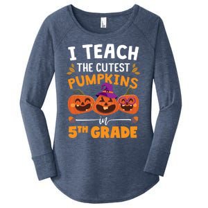 Teacher Halloween 5th Grade Teacher Cutest Pumpkins In Patch Cool Gift Women's Perfect Tri Tunic Long Sleeve Shirt