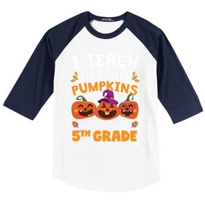 Teacher Halloween 5th Grade Teacher Cutest Pumpkins In Patch Cool Gift Baseball Sleeve Shirt