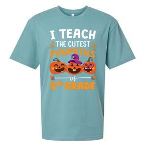 Teacher Halloween 5th Grade Teacher Cutest Pumpkins In Patch Cool Gift Sueded Cloud Jersey T-Shirt