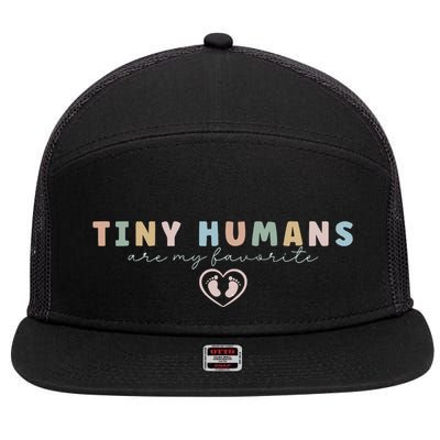Tiny Humans Are My Favorite Tiny Humans Peds Nurse 7 Panel Mesh Trucker Snapback Hat