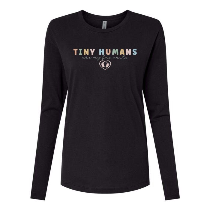 Tiny Humans Are My Favorite Tiny Humans Peds Nurse Womens Cotton Relaxed Long Sleeve T-Shirt