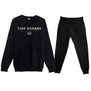 Tiny Humans Are My Favorite Tiny Humans Peds Nurse Premium Crewneck Sweatsuit Set