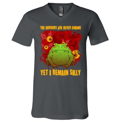 The Horrors Are Never Ending Yet I Remain Silly Frog Toad V-Neck T-Shirt