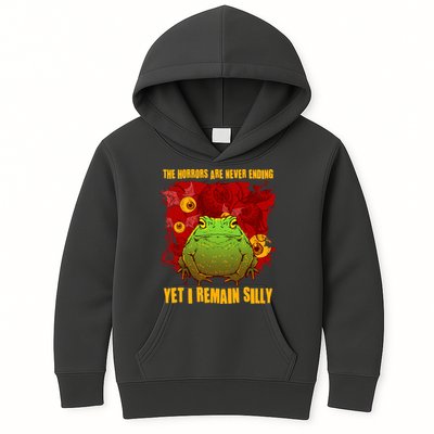 The Horrors Are Never Ending Yet I Remain Silly Frog Toad Kids Hoodie
