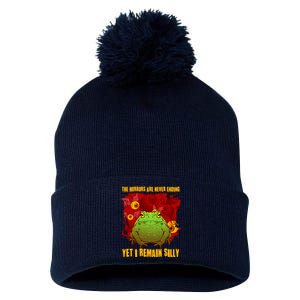 The Horrors Are Never Ending Yet I Remain Silly Frog Toad Pom Pom 12in Knit Beanie