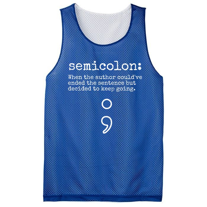 Tal Health Awareness Month Semicolon Definition Cute Gift Mesh Reversible Basketball Jersey Tank