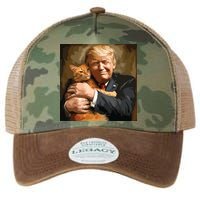 Trump Hugging An Orange Cat 2024 Legacy Tie Dye Trucker Hat