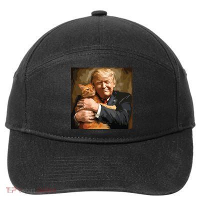 Trump Hugging An Orange Cat 2024 7-Panel Snapback Hat
