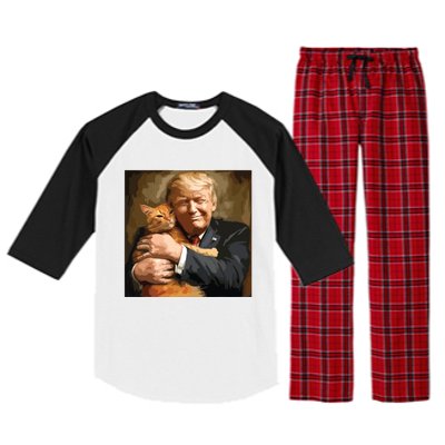 Trump Hugging An Orange Cat 2024 Raglan Sleeve Pajama Set