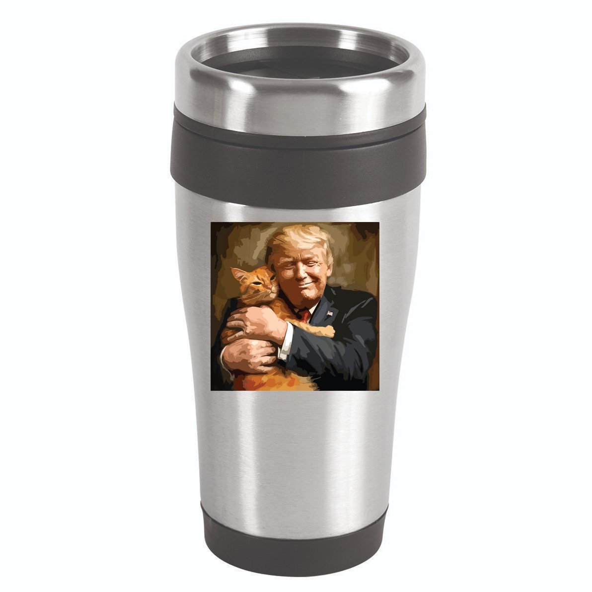 Trump Hugging An Orange Cat 2024 16oz Travel Tumbler