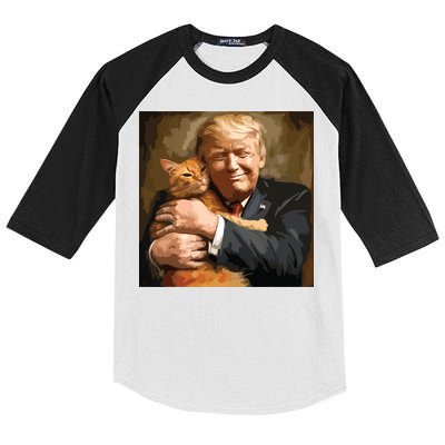 Trump Hugging An Orange Cat 2024 Kids Colorblock Raglan Jersey