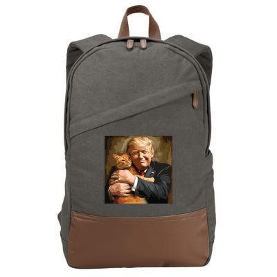Trump Hugging An Orange Cat 2024 Cotton Canvas Backpack