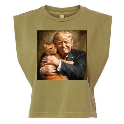 Trump Hugging An Orange Cat 2024 Garment-Dyed Women's Muscle Tee