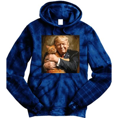 Trump Hugging An Orange Cat 2024 Tie Dye Hoodie