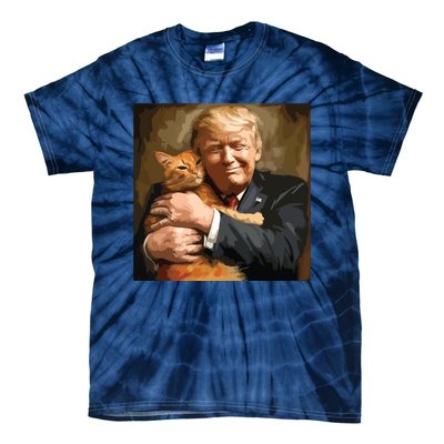 Trump Hugging An Orange Cat 2024 Tie-Dye T-Shirt