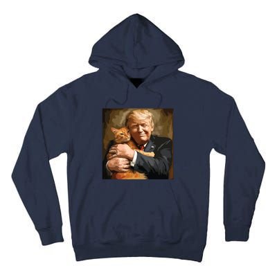 Trump Hugging An Orange Cat 2024 Tall Hoodie