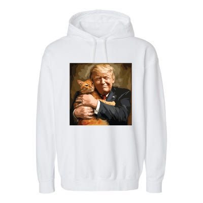 Trump Hugging An Orange Cat 2024 Garment-Dyed Fleece Hoodie