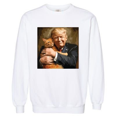 Trump Hugging An Orange Cat 2024 Garment-Dyed Sweatshirt