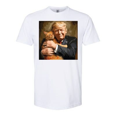 Trump Hugging An Orange Cat 2024 Softstyle CVC T-Shirt