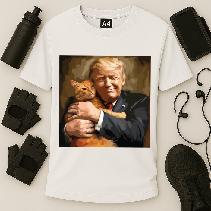 Trump Hugging An Orange Cat 2024 Cooling Performance Crew T-Shirt