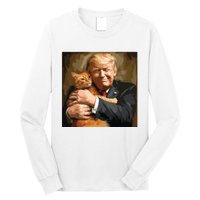 Trump Hugging An Orange Cat 2024 Long Sleeve Shirt