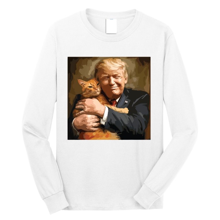 Trump Hugging An Orange Cat 2024 Long Sleeve Shirt