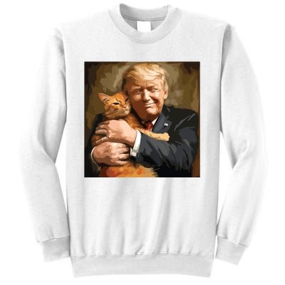 Trump Hugging An Orange Cat 2024 Sweatshirt