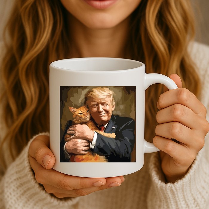 Trump Hugging An Orange Cat 2024 Mug