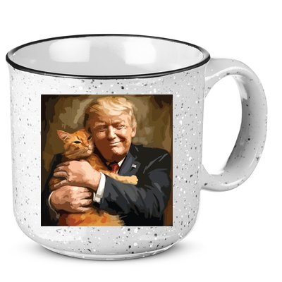 Trump Hugging An Orange Cat 2024 15oz Campfire Ceramic Mug