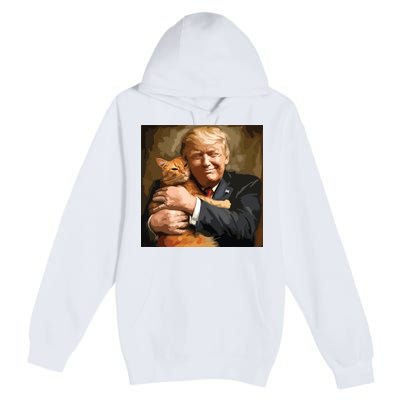 Trump Hugging An Orange Cat 2024 Premium Pullover Hoodie
