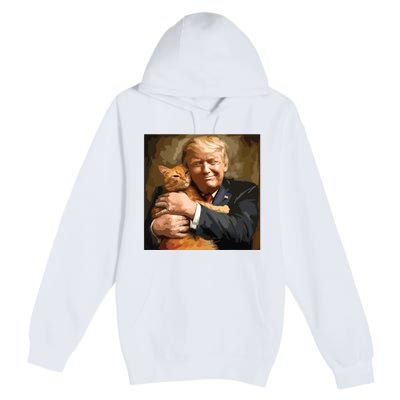 Trump Hugging An Orange Cat 2024 Premium Pullover Hoodie