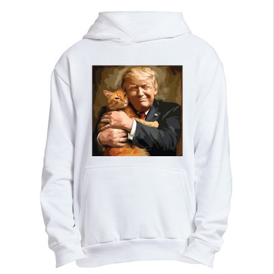 Trump Hugging An Orange Cat 2024 Urban Pullover Hoodie