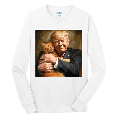 Trump Hugging An Orange Cat 2024 Tall Long Sleeve T-Shirt