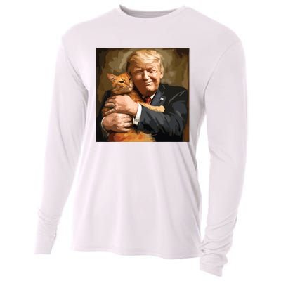 Trump Hugging An Orange Cat 2024 Cooling Performance Long Sleeve Crew