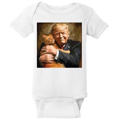 Trump Hugging An Orange Cat 2024 Baby Bodysuit