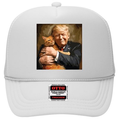 Trump Hugging An Orange Cat 2024 Trucker Hat