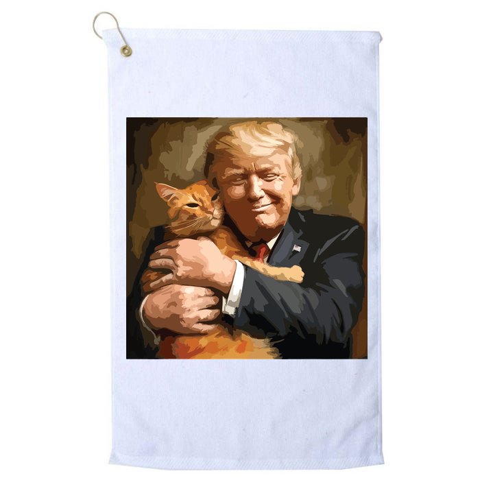 Trump Hugging An Orange Cat 2024 Golf Towel