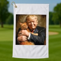 Trump Hugging An Orange Cat 2024 Golf Towel