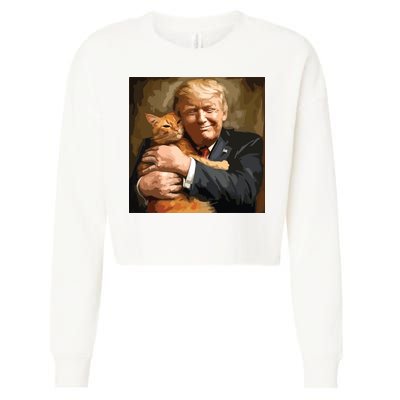 Trump Hugging An Orange Cat 2024 Cropped Pullover Crew