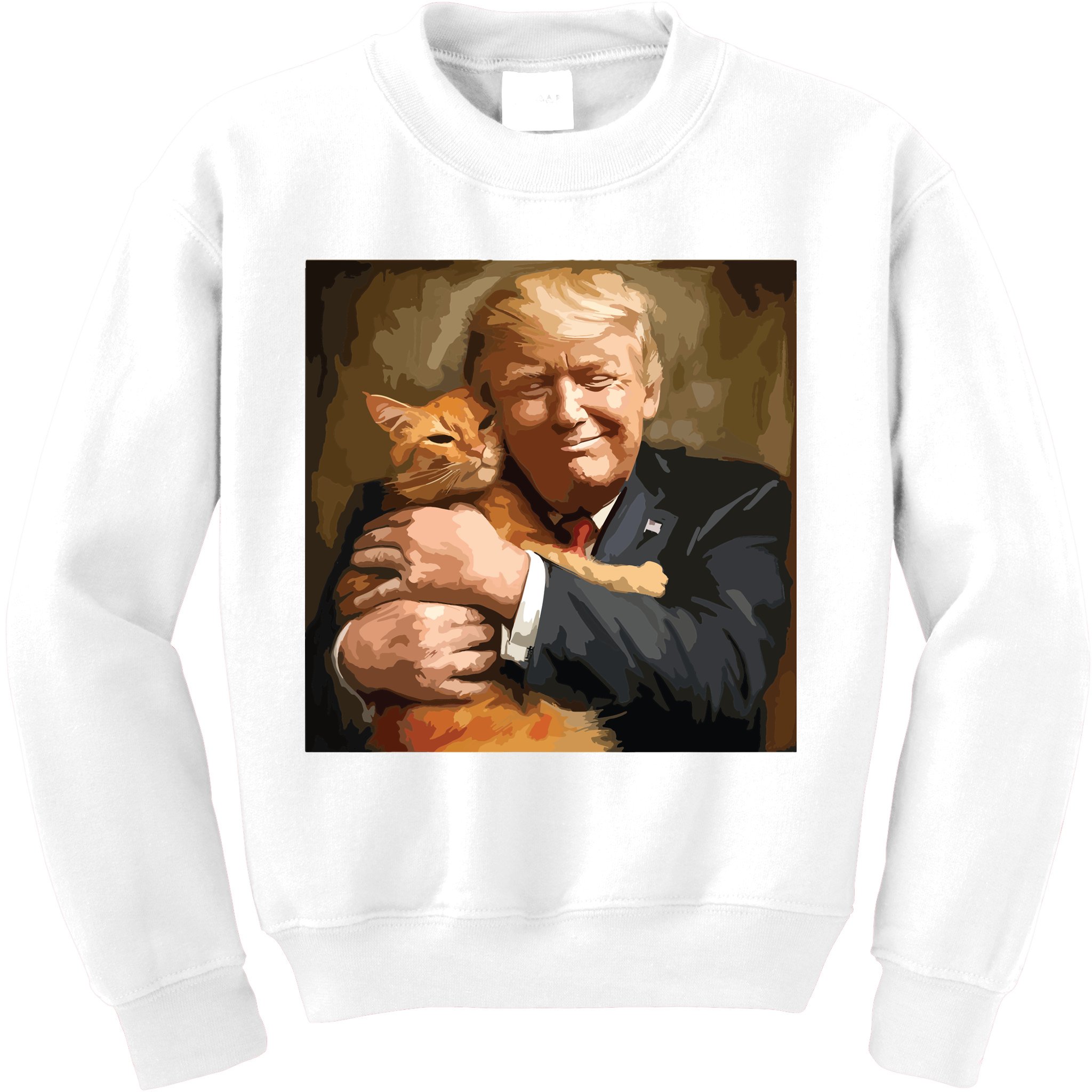 Trump Hugging An Orange Cat 2024 Kids Sweatshirt