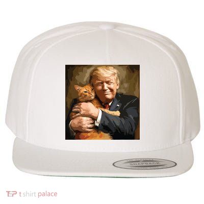 Trump Hugging An Orange Cat 2024 Wool Snapback Cap
