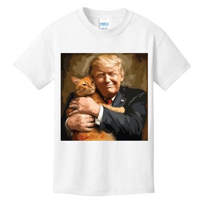Trump Hugging An Orange Cat 2024 Kids T-Shirt