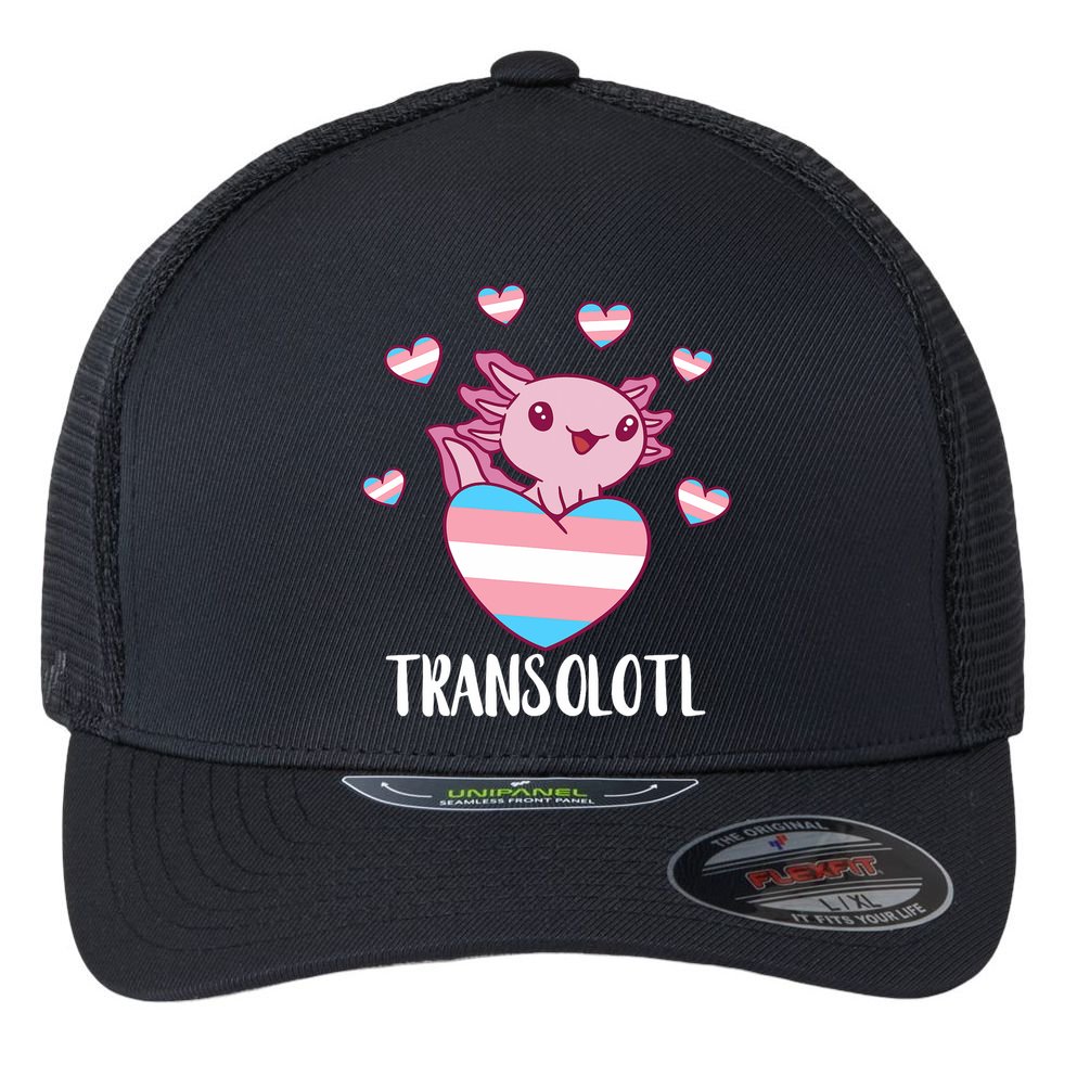 Transgende.r Happy Axolotl LGBTQ Tran.s Pride Equality Flexfit Unipanel Trucker Cap