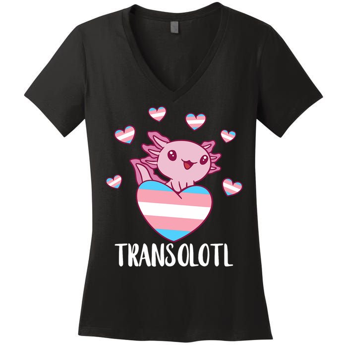 Transgende.r Happy Axolotl LGBTQ Tran.s Pride Equality Women's V-Neck T-Shirt
