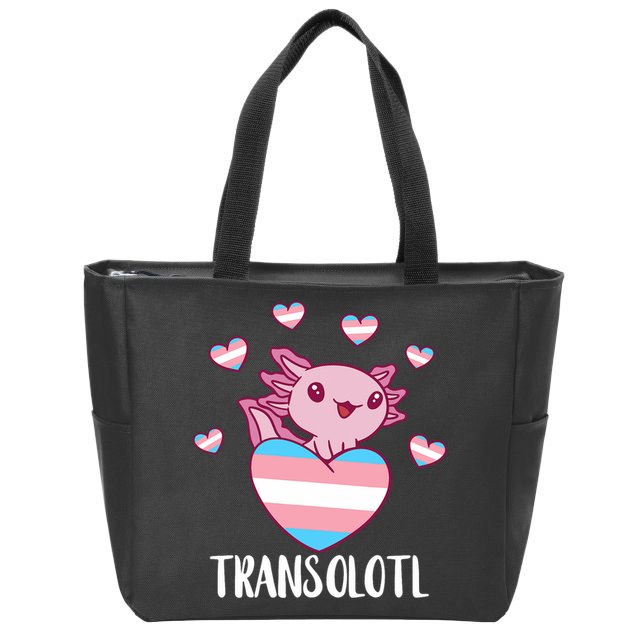Transgende.r Happy Axolotl LGBTQ Tran.s Pride Equality Zip Tote Bag