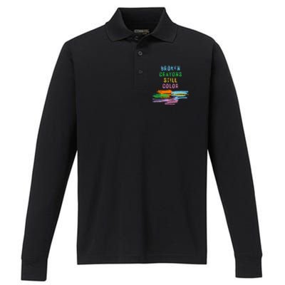 Tal Health Awareness Broken Crayons Still Color Gift Performance Long Sleeve Polo