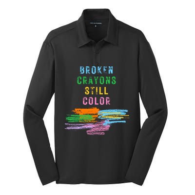 Tal Health Awareness Broken Crayons Still Color Gift Silk Touch Performance Long Sleeve Polo