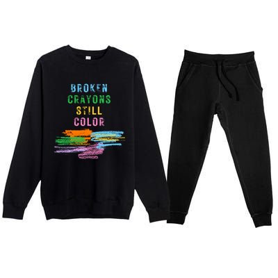 Tal Health Awareness Broken Crayons Still Color Gift Premium Crewneck Sweatsuit Set