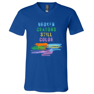 Tal Health Awareness Broken Crayons Still Color Gift V-Neck T-Shirt