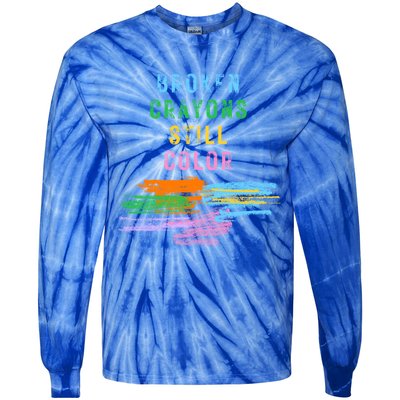 Tal Health Awareness Broken Crayons Still Color Gift Tie-Dye Long Sleeve Shirt